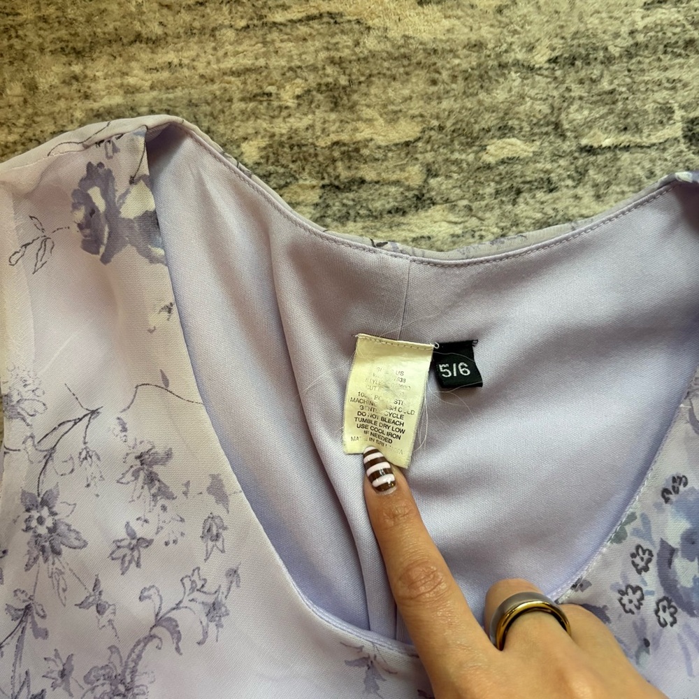 Vintage 90s Y2K whimsical purple dainty floral dress size 6 - Picture 3 of 8